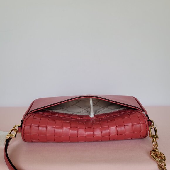 MICHAEL KORS Bradshaw Woven Smooth Leather Convertible Bag-Lt Berry Sorbet ⭐ - Picture 8 of 16